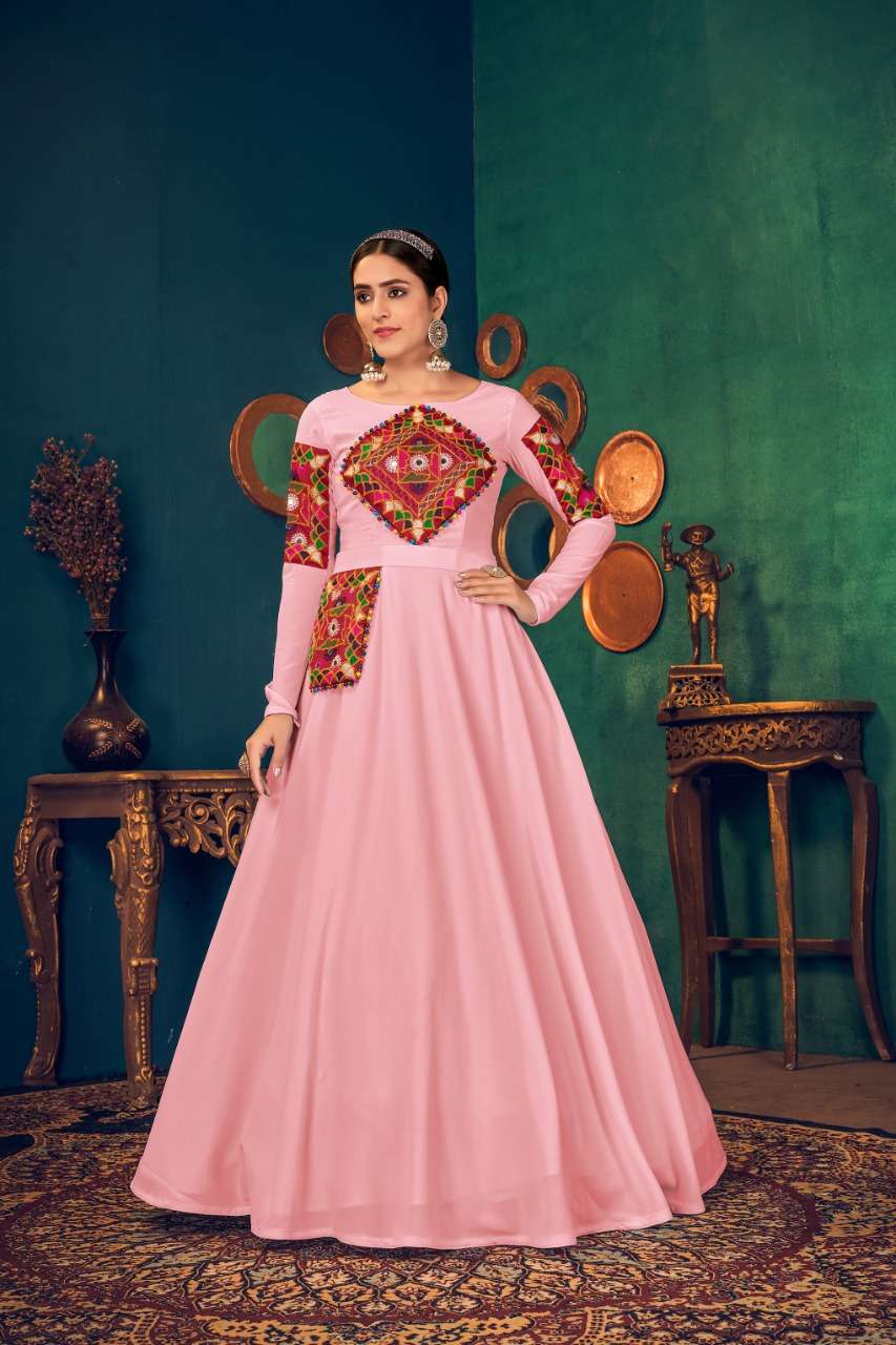 S3forever-Flory Vol-17-Georgette-Embroidery-Real-Mirror-Pearl-Work-Long-Gown-Kurti-Waist-Belt-Pocket-03